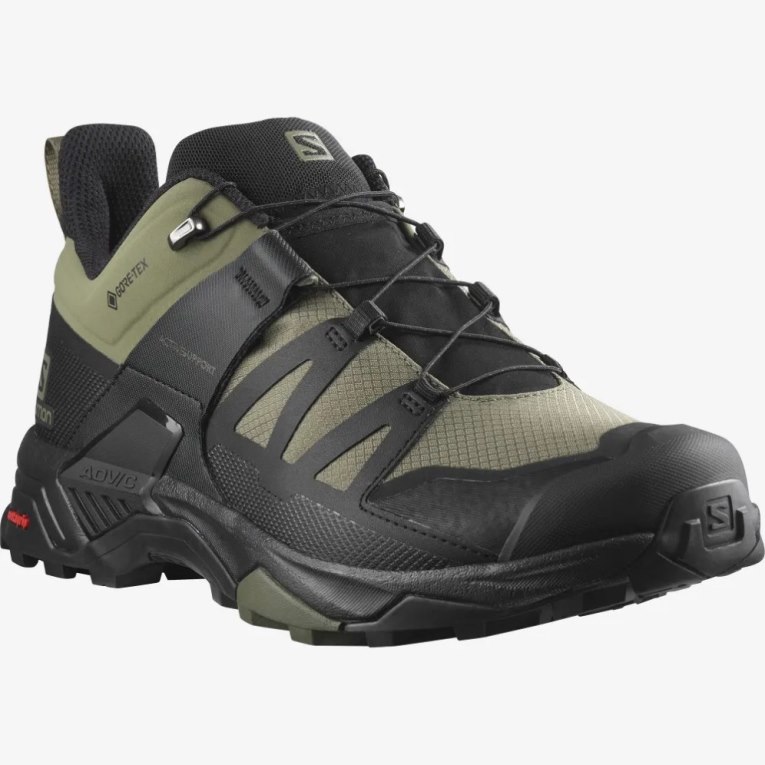 Black / Olive Salomon X Ultra 4 Wide GTX Men's Hiking Shoes | IE CX6904